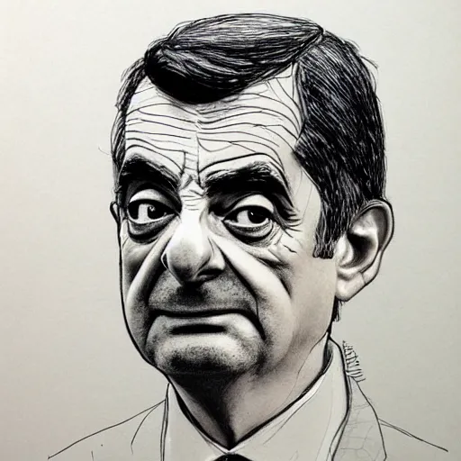 Prompt: a realistic yet scraggly portrait sketch of the side profile of a stern and sophisticated mr bean, trending on artstation, intricate details, in the style of frank auerbach, in the style of sergio aragones, in the style of martin ansin, in the style of david aja, in the style of mattias adolfsson