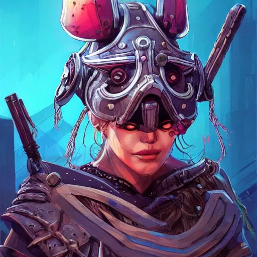 Image similar to cyberpunk viking helmet mask warrior goddess robot ninja fantasy, art gta 5 cover, official fanart behance hd artstation by jesper ejsing, by rhads, makoto shinkai and lois van baarle, ilya kuvshinov, ossdraws