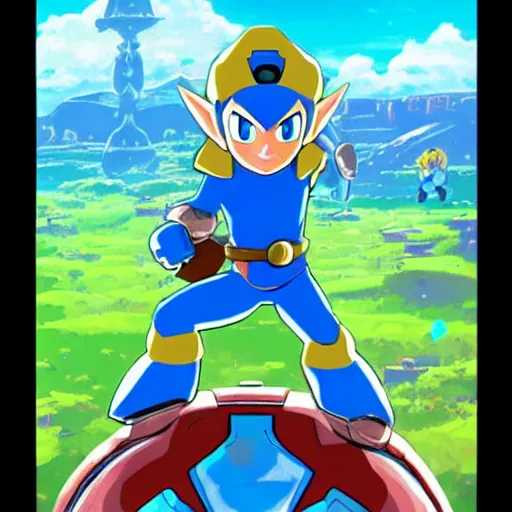 Image similar to Mega Man in The Legend of Zelda Breath of the Wild