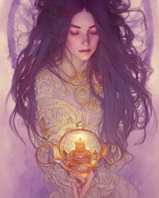 Prompt: death, highly detailed, gold filigree, romantic storybook fantasy, soft cinematic lighting, award, disney concept art watercolor illustration by mandy jurgens and alphonse mucha and alena aenami, pastel color palette, featured on artstation