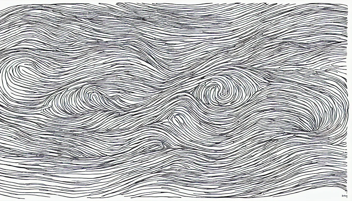 Image similar to ocean swells, minimalist pen line art drawing