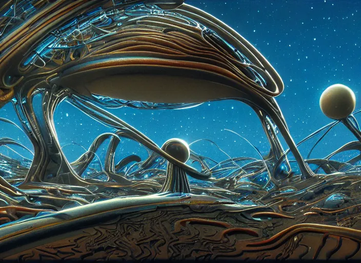 Image similar to close up photography of strange surrealist detailed glowing alien electronic-musical-instruments!! in a bryce 3d surrealist landscape biome, designed by pixar!!, Michael Whelan art directs Dune (1984), hyper detailed, photorealistic, 8k, hd