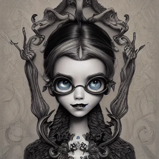 Image similar to Lofi portrait Pixar style by Joe Fenton and Stanley Artgerm and Tom Bagshaw and Tim Burton