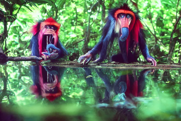 Image similar to a photo of a tentacruel mandrill in its natural habitat, kodak ektachrome e 1 0 0 photography