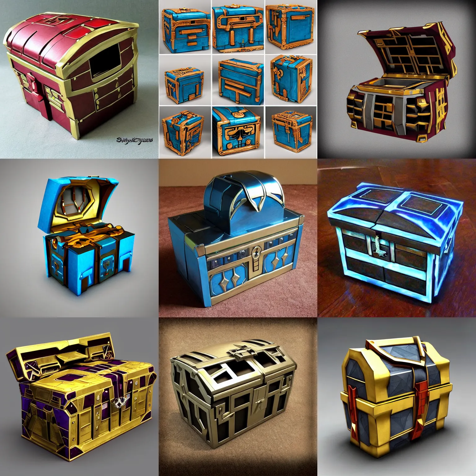 Prompt: futuristic transformer treasure chest, stylized