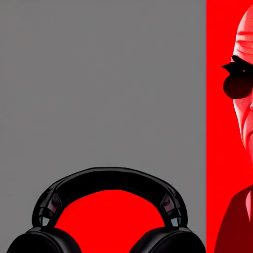 Image similar to a portrait of agent 4 7 from hitman wearing headphones, dark background, red rim light, highly detailed, smooth, sharp focus