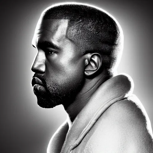 Image similar to Portrait of Kanye West as the god-emperor of mankind, splash art, cinematic lighting, dramatic, octane render, long lens, shallow depth of field, bokeh, anamorphic lens flare, 8k, hyper detailed, 35mm film grain