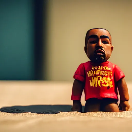 Prompt: macro photo of a miniature kanye west, canon 8 0 d, canon 1 0 0 mm f / 2. 8