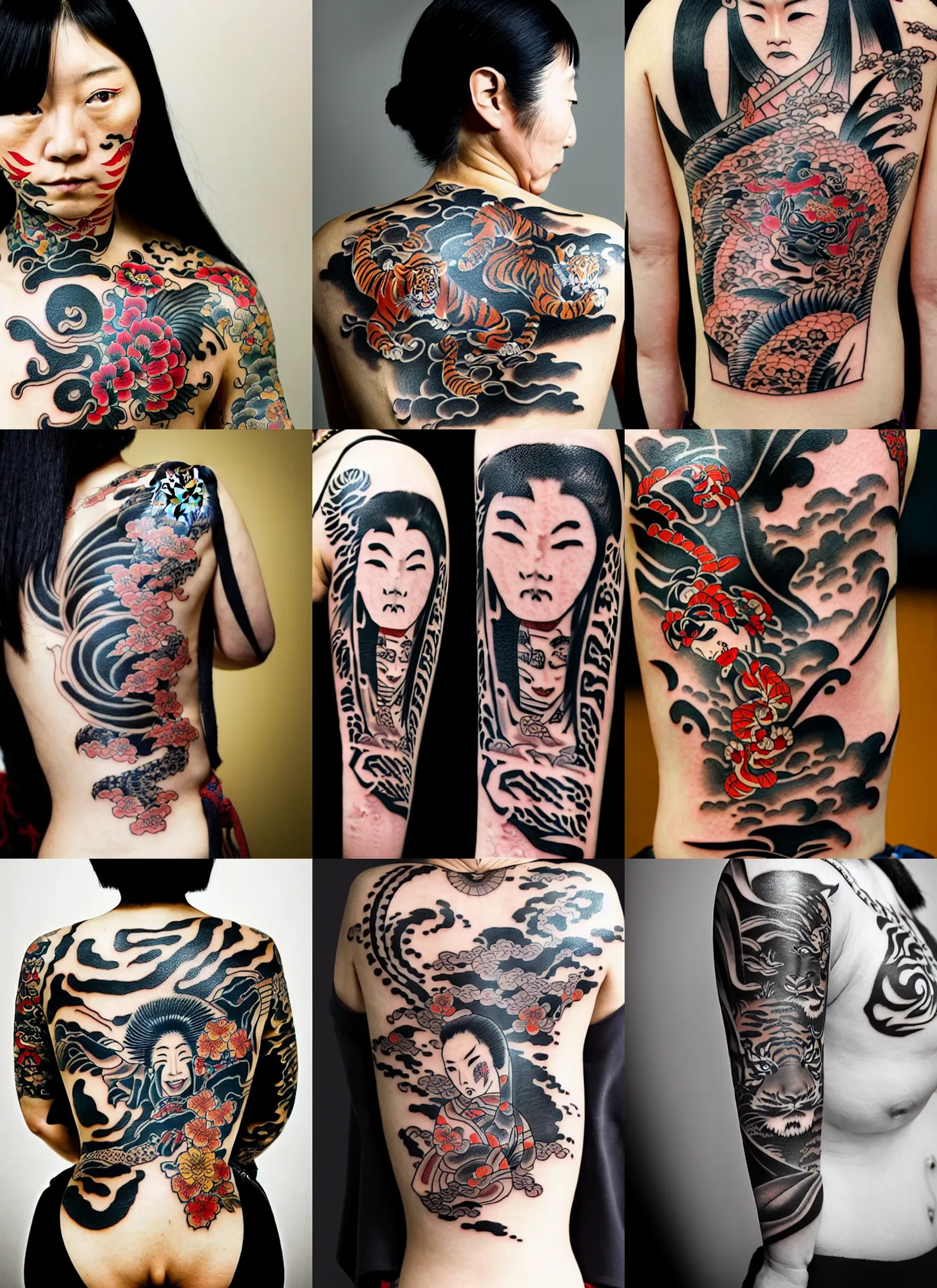 Tattoo Style Dragon Irezumi Oriental Japanese Hand Drawn