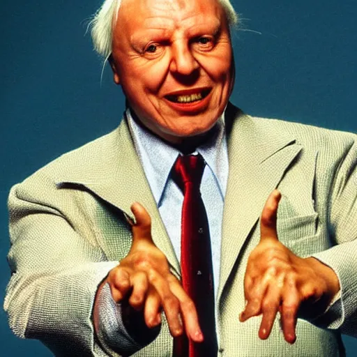 sir david attenborough as a 1 9 8 0 s wrestling action | Stable