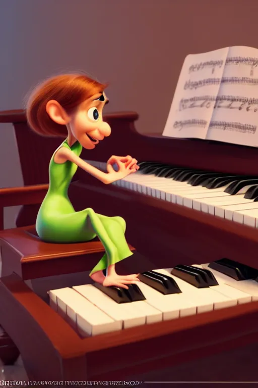 Prompt: a girl playing piano. pixar disney 4 k 3 d render funny animation movie oscar winning trending on artstation and behance. ratatouille style.