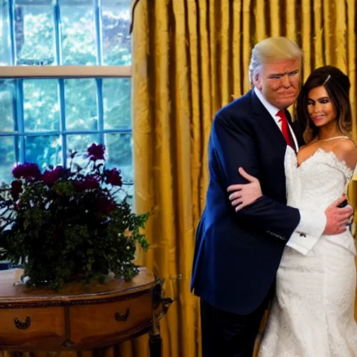 Image similar to Donald Trump wedding to Joe, studio lighting, beautiful day