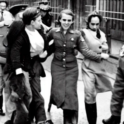 Image similar to emma watson being arrested during the nuremberg trials