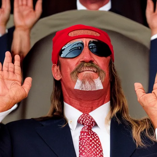 Image similar to close up photo of hulk hogan being sworn in as president of the united states, Sigma 24mm f/8