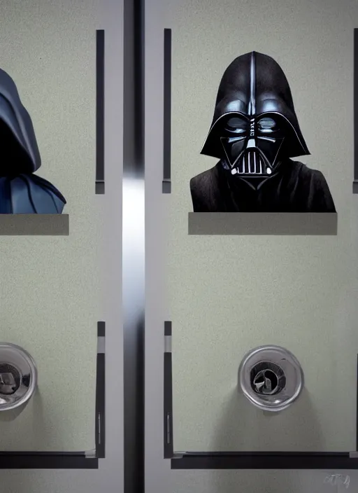 Prompt: yoda and darth vader at separate urinals next to each other, photorealistic photography