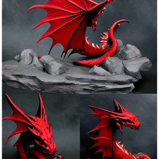 Prompt: red fantasy dragon