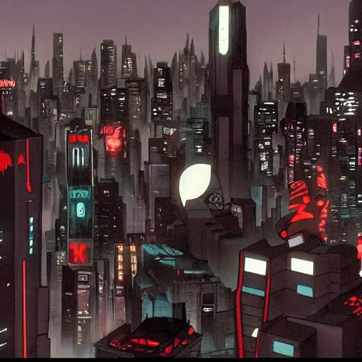 Prompt: a screenshot from episode of the show'batmanbeyond'( 1 9 9 9 - 2 0 0 1 ) produced by alan burnett, paul dini, glen murakami, and bruce timm. film grain. matte painting. masterpiece. cel shading. dark color scheme. cyberpunk theme.