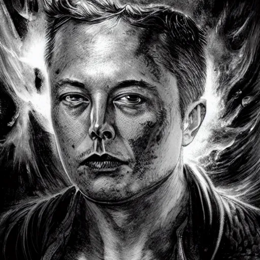 Prompt: detailed photorealistic intricate beautifully detailed ethereal, elon musk in hell, beautiful dramatic lighting, cinematic composition, by tsutomu nihei, emil melmoth, zdzislaw belsinki : : rgba