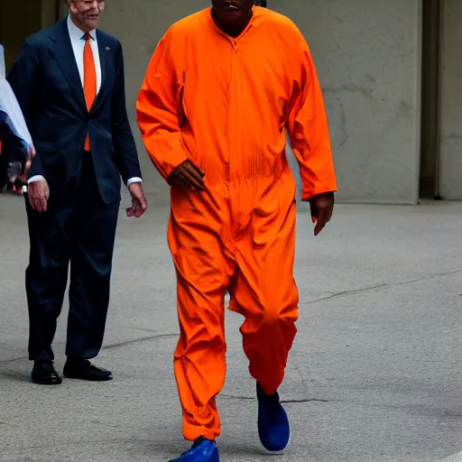 Image similar to Jerome Powell in an orange jail suit, 4k, photo,