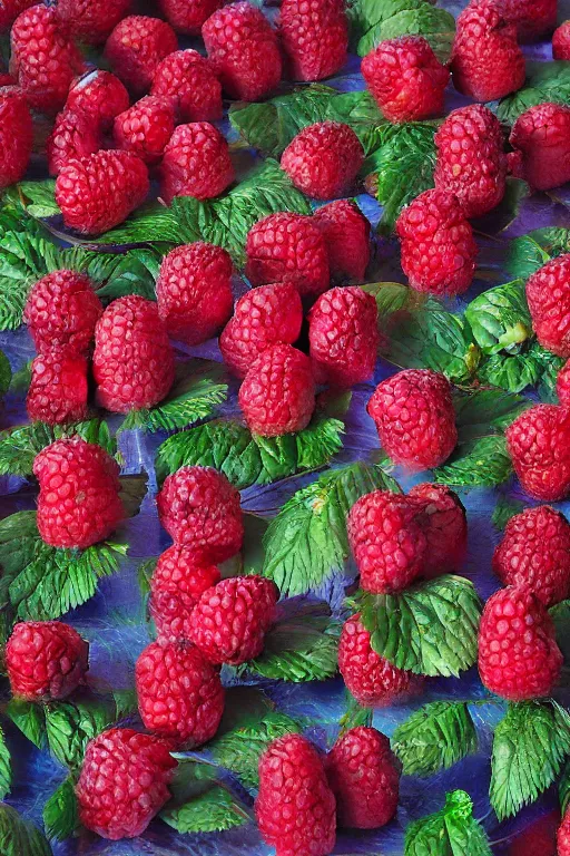 Image similar to a raspberry parade, oil on canvas, intricate, 8k highly professionally detailed, HDR, wizard hat, CGsociety