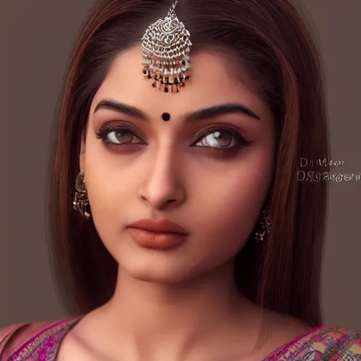 Image similar to beautiful Indian cute teen girl resembling Aishwarya Rai, natural beauty expressive pose, art by mark brooks, but as a real life photograph, photorealism, daz3d genesis iray shaders, cinematic lighting, HDRI, 8k textures