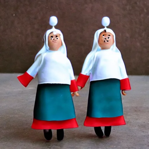 Image similar to two freaky floating twin nuns