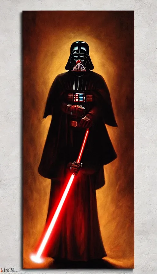 Image similar to still life painting of sith holding a volatile red lightsaber Peder Krøyer, golden hour, dramatic lighting, volumetric lighting, epic, gargantuan, intricate detail, canvas print