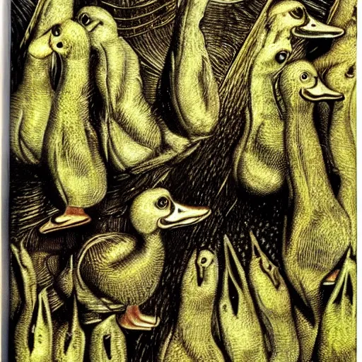 Image similar to ducks by hr giger