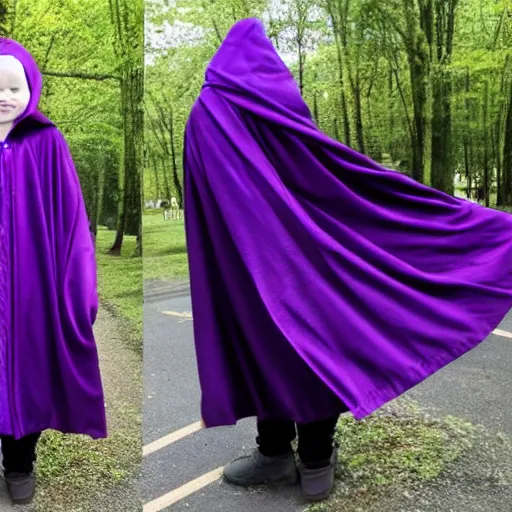 Prompt: purple cloak, full body, creepy