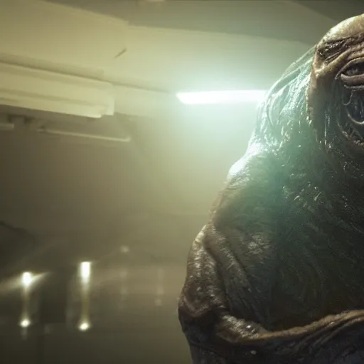 Image similar to hyperrealistic image of info wars alex jones as the thing film alien, stunning 3 d render, inspired by istvan sandorfi & greg rutkowski & unreal engine, full body shot, perfect symmetry, dim volumetric cinematic lighting, 8 k octane comprehensive render, extremely hyper - detailed, incredibly lifelike attributes, intricate, real flesh texture, masterpiece, artstation, stunning,