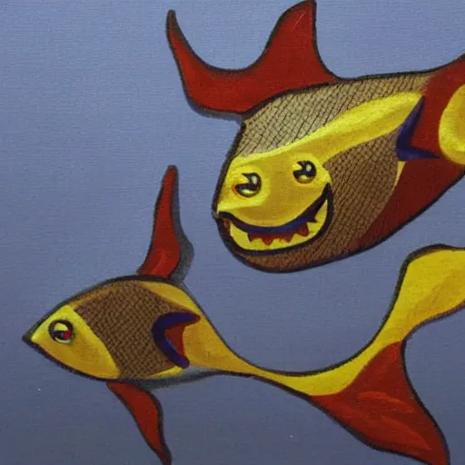Prompt: scary fish, modernism