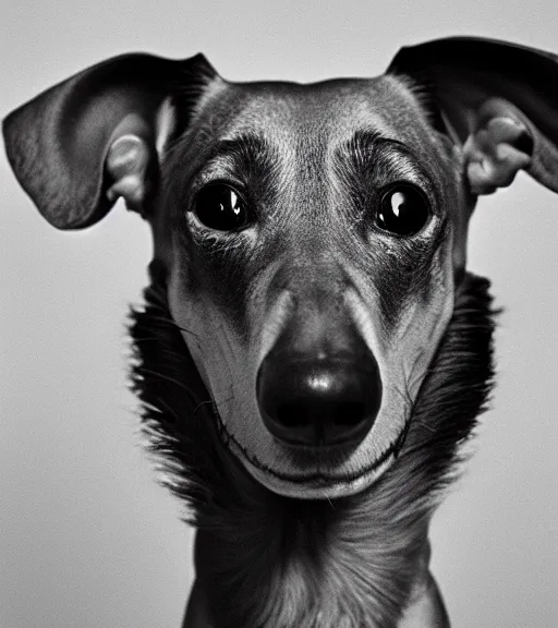 Image similar to owen wilson with a snout and the ears of a dachshund : : headshot : : studio lighting,