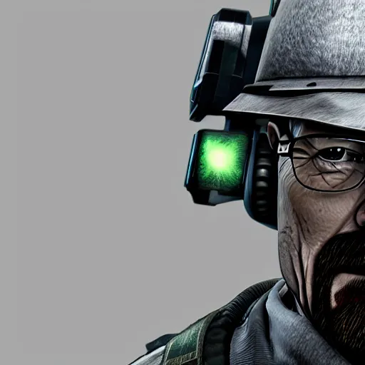 Image similar to walter white as a rainbow six siege operator, 4 k, highly detailed