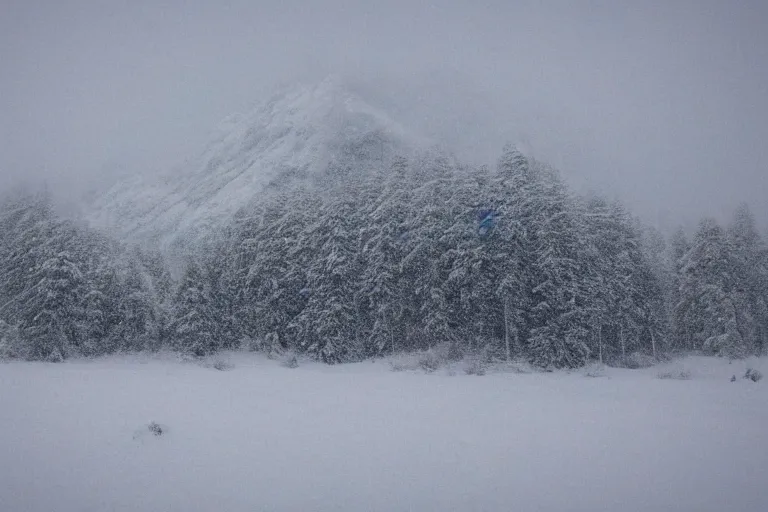 Image similar to mountain landscape in a blizzard