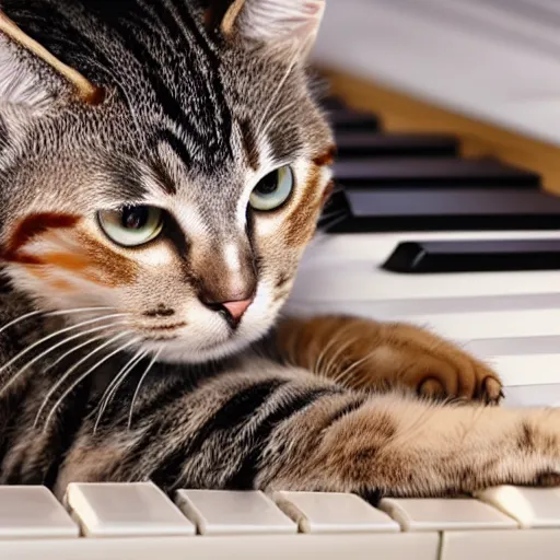 Image similar to stock footage, cat playing piano