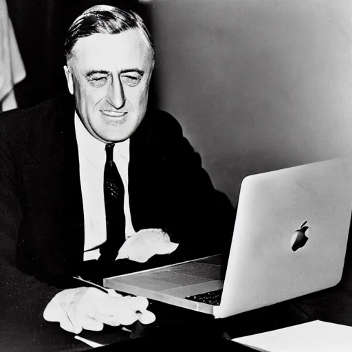 Image similar to 1932 photo of Franklin Roosevelt shows he did in fact own a macbook pro