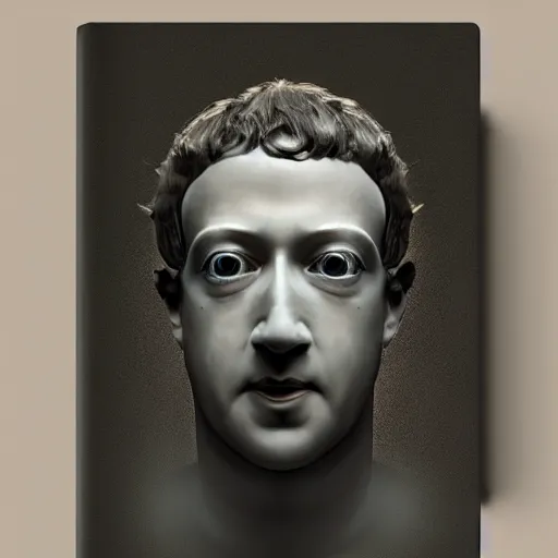 Image similar to Mark Zuckerberg as book face, hyper realistic, 4k, cinematic lighting, rococo style