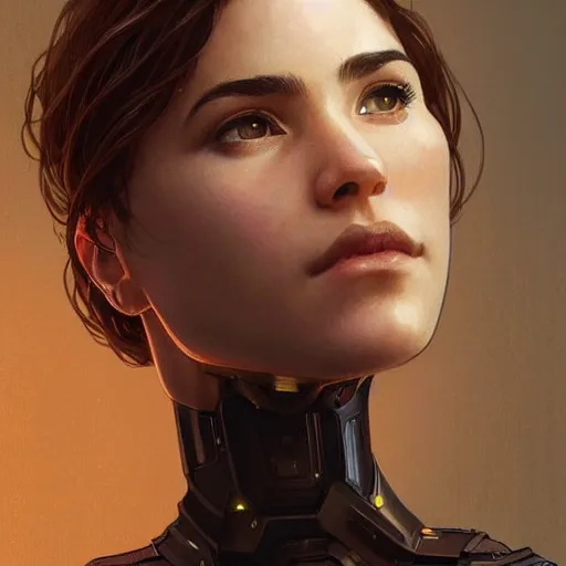 Image similar to Ava from Ex Machina (2014), intricate, headshot, highly detailed, digital painting, artstation, concept art, sharp focus, cinematic lighting, illustration, art by artgerm and greg rutkowski, alphonse mucha, cgsociety