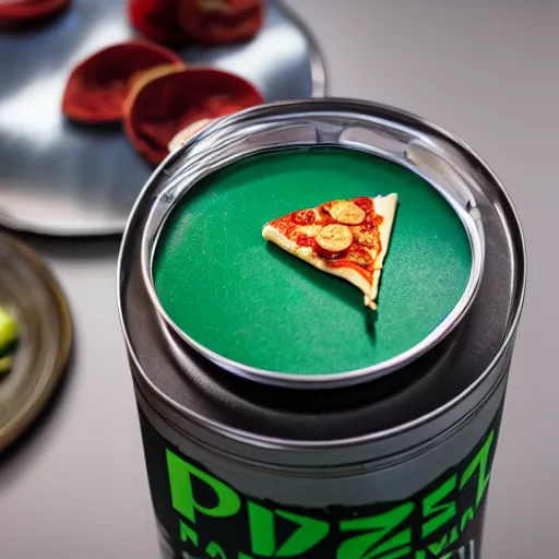 Image similar to Pizza in a can,promotional,studio lighting,detailed