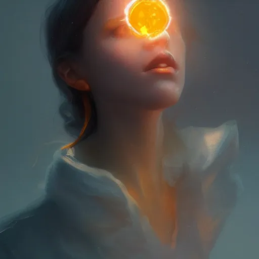 Image similar to Girl who holds with both hands Citrine natural gemstone, optical caustic lighting, 8k, rendred in redshift, by Greg rutkowski, trading on artstation