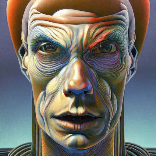 Image similar to Fractal portrait of an artificial intelligence humanoid, very coherent, painted by Edward Hopper, Wayne Barlowe, painted by James Gilleard, airbrush, art by JamesJean