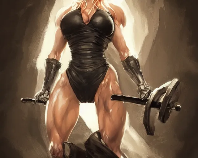 Image similar to portrait of samus aran as a female bodybuilder medieval witch, elegant, fantasy, hd shot, digital portrait, beautiful, artstation, comic style, by artgerm, guy denning, jakub rozalski, magali villeneuve and charlie bowater