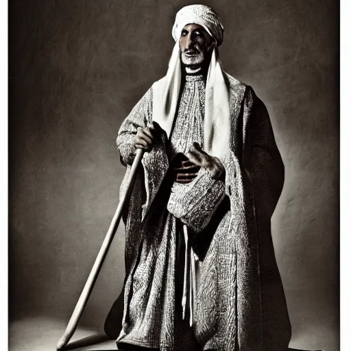 Image similar to A Moroccan wizard, portrait, by Mario Testino