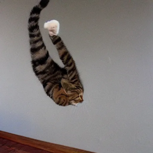 Image similar to a cat doing a backflip, realistic