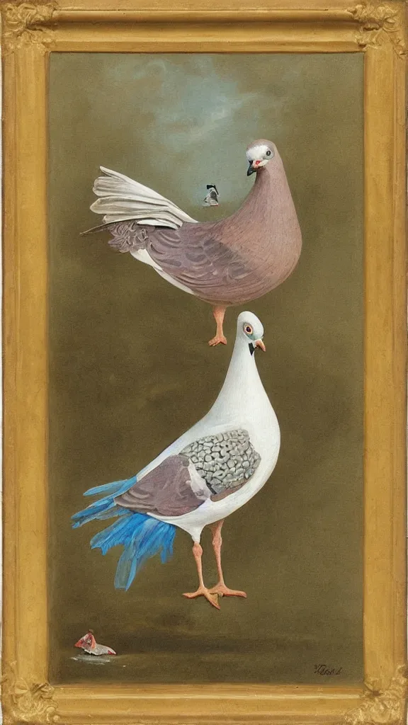 Image similar to ( ( ( ( ( rococo ) ) ) ) ) painting of a pigeon, y 2 k aesthetic, clip art