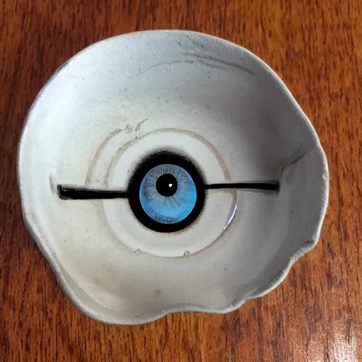 Prompt: ashtray with an eyeball in it