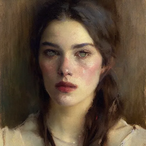 Image similar to Richard Schmid and Jeremy Lipking portrait painting of a young beautiful woman