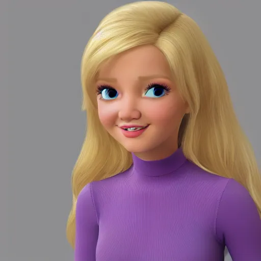 Image similar to a 3d princess with blonde hair , 3d cgi , disney style , photorealistic