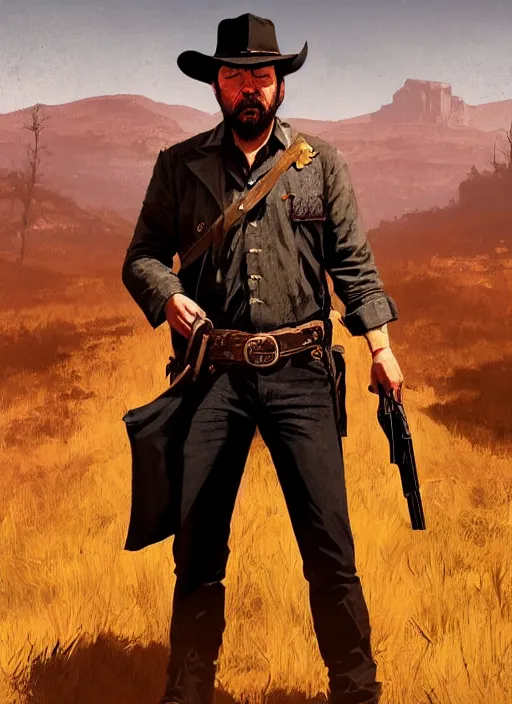 Prompt: highly detailed full body portrait of ricky gervais red dead redemption art, unreal engine, fantasy art by greg rutkowski
