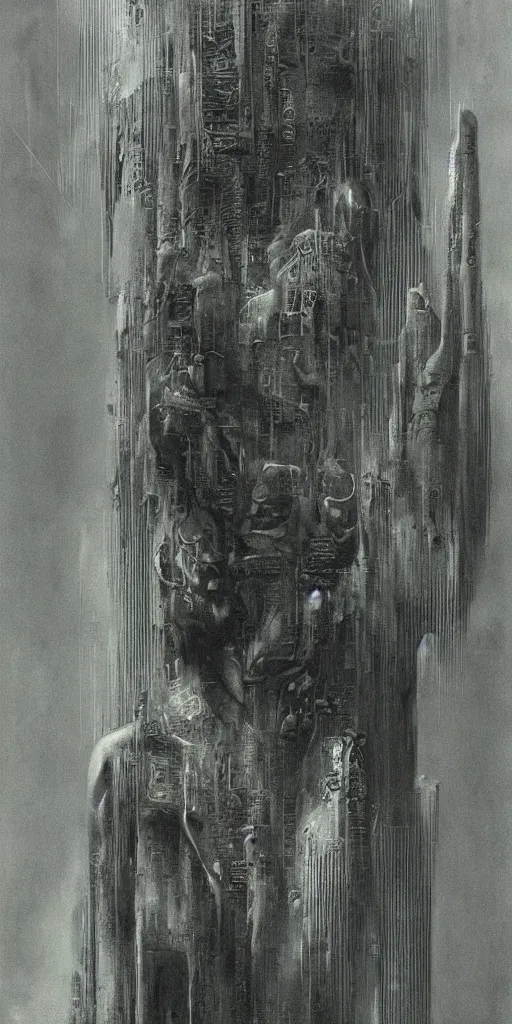 Image similar to cyberpunk by zdzisław beksinski